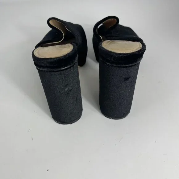 Shellys London “Dalia” Black Velvet Chunky Heel Sandals – Women’s Size 38 - Picture 7 of 9